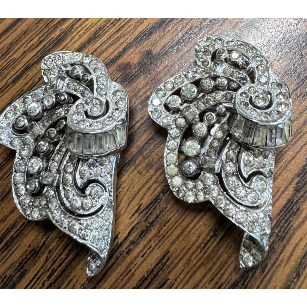 Jomaz Joseph Mazer Silver Tone Rhinestone Dress Shoe Clips